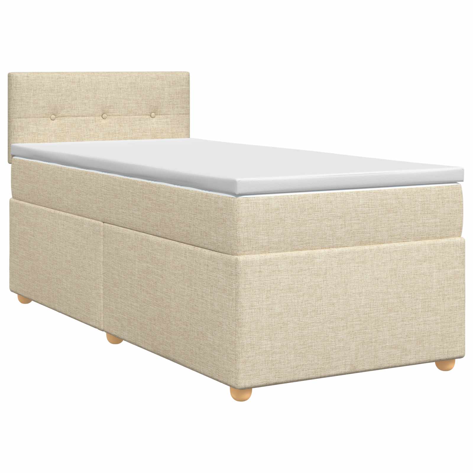 Κρεβάτι box spring με στρώμα Κρεμ 80 x 200 cm Ύφασμα - Pakobazaar