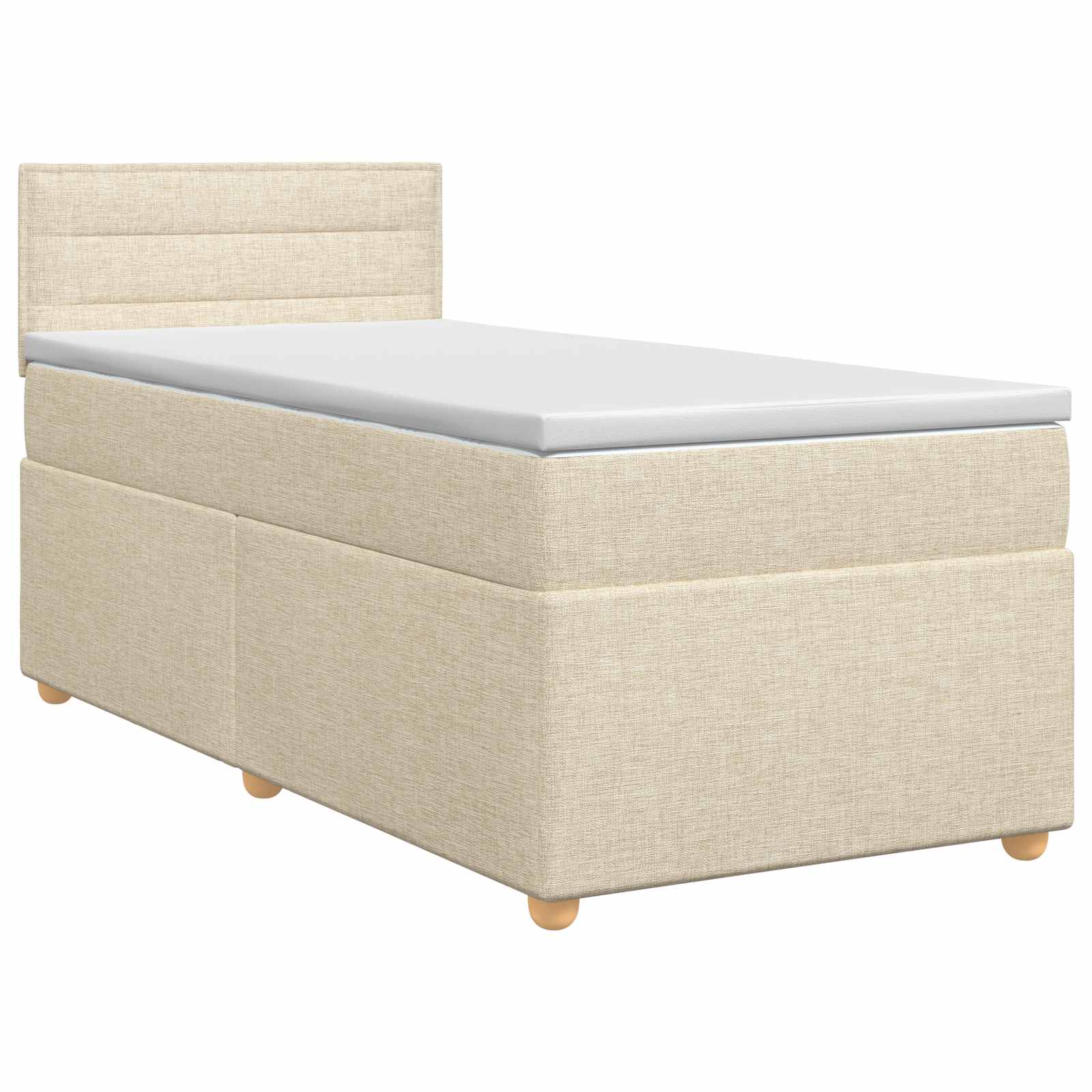 Κρεβάτι box spring με στρώμα Κρεμ 90 x 200 cm Ύφασμα - Pakobazaar