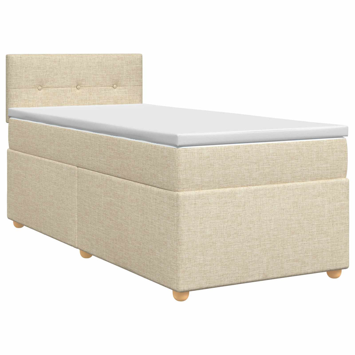 Κρεβάτι box spring με στρώμα Κρεμ 90 x 200 cm Ύφασμα - Pakobazaar