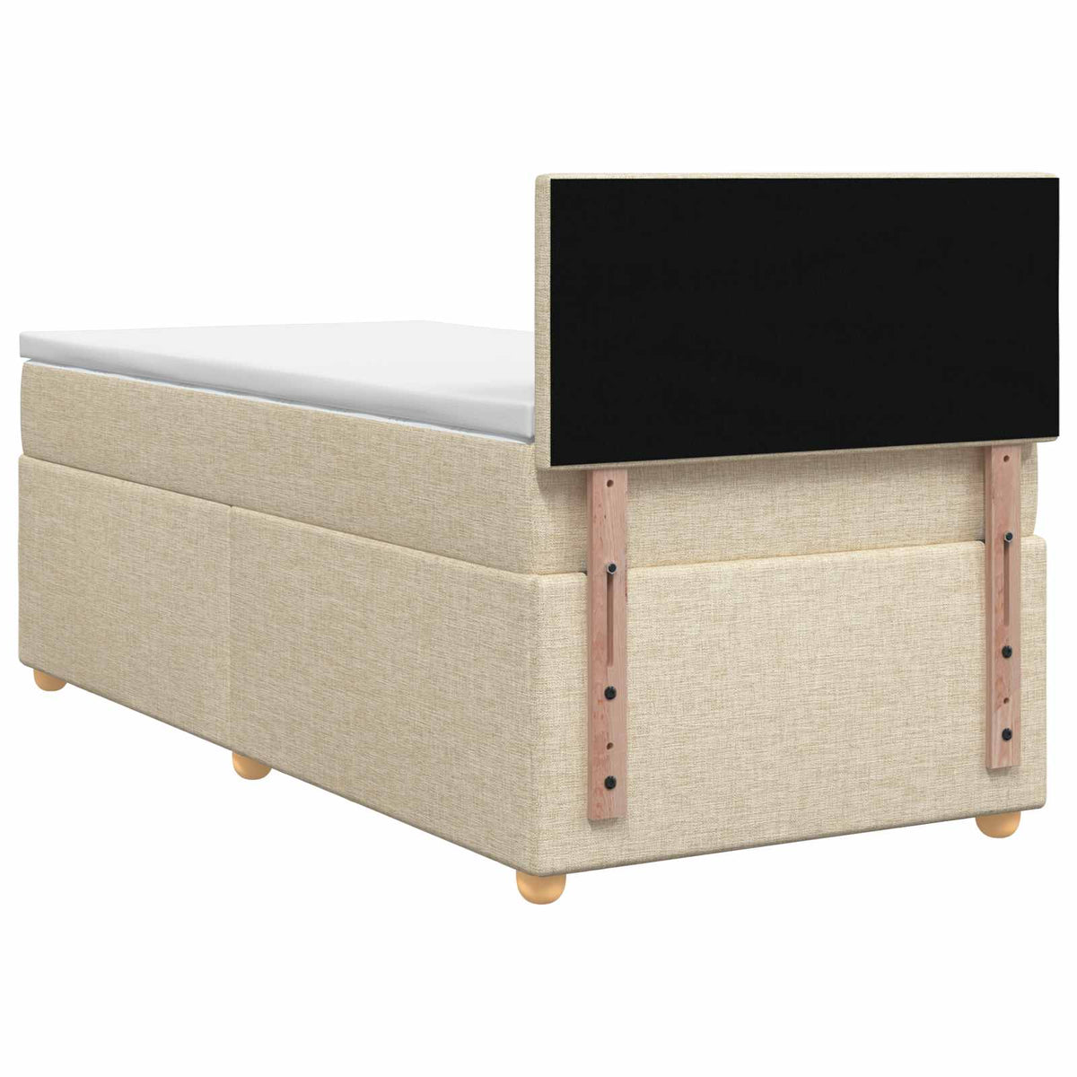 Κρεβάτι box spring με στρώμα Κρεμ 90 x 200 cm Ύφασμα - Pakobazaar