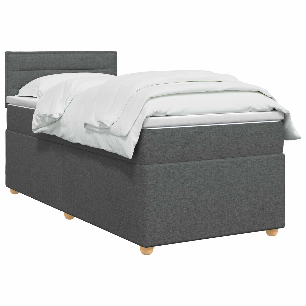 Κρεβάτι box spring με στρώμα Σκούρο Γκρι 100 x 200 cm Ύφασμα