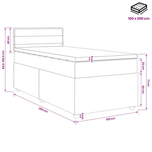 Κρεβάτι box spring με στρώμα Taupe 100 x 200 cm Ύφασμα - Pakobazaar