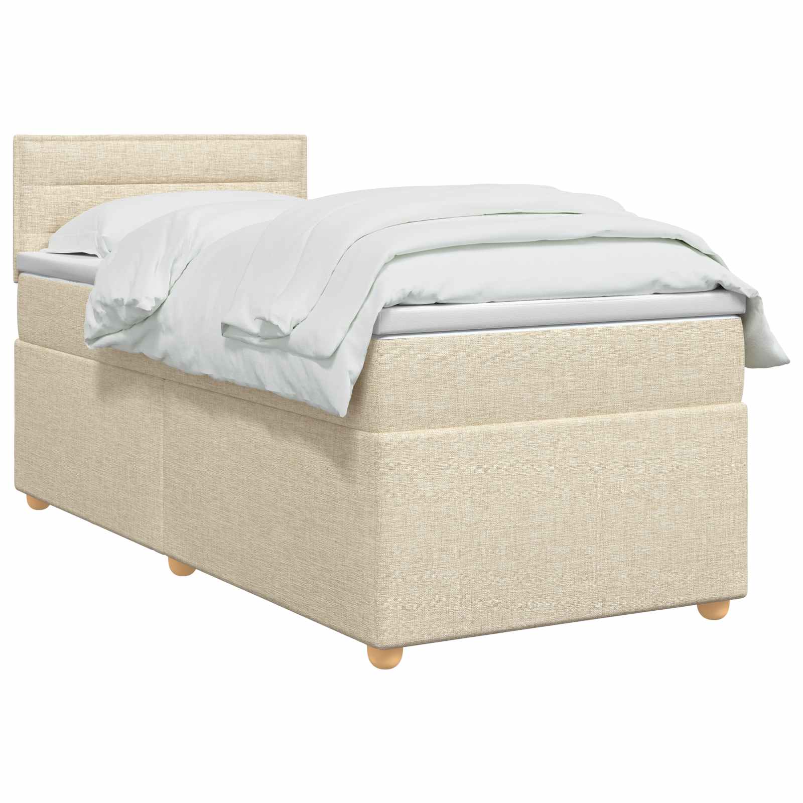Κρεβάτι box spring με στρώμα Κρεμ 100 x 200 cm Ύφασμα - Pakobazaar
