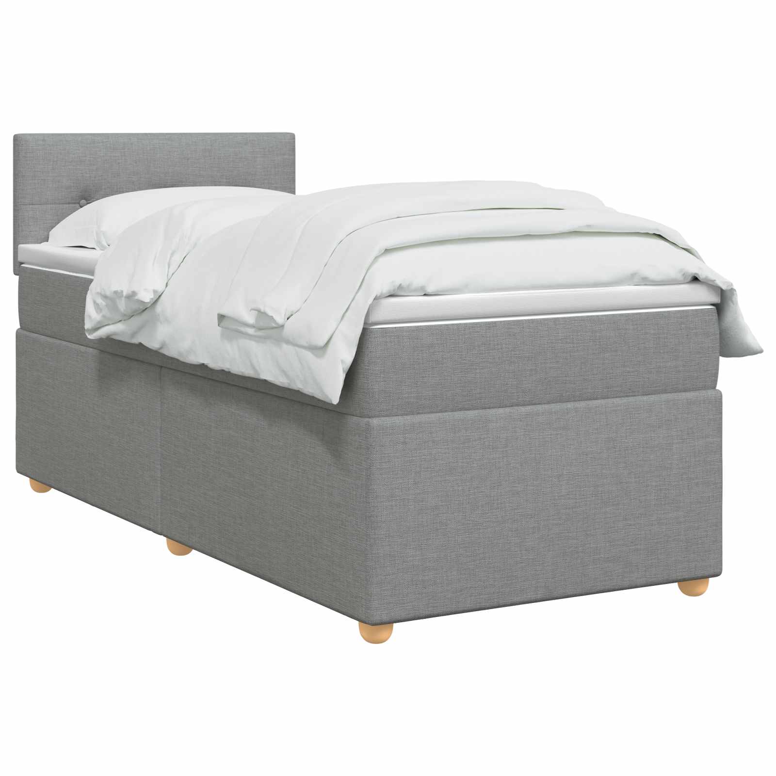 Κρεβάτι box spring με στρώμα Ανοιχτό γκρι 100 x 200 cm Ύφασμα
