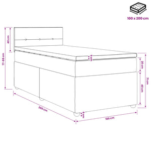 Κρεβάτι box spring με στρώμα Ανοιχτό γκρι 100 x 200 cm Ύφασμα