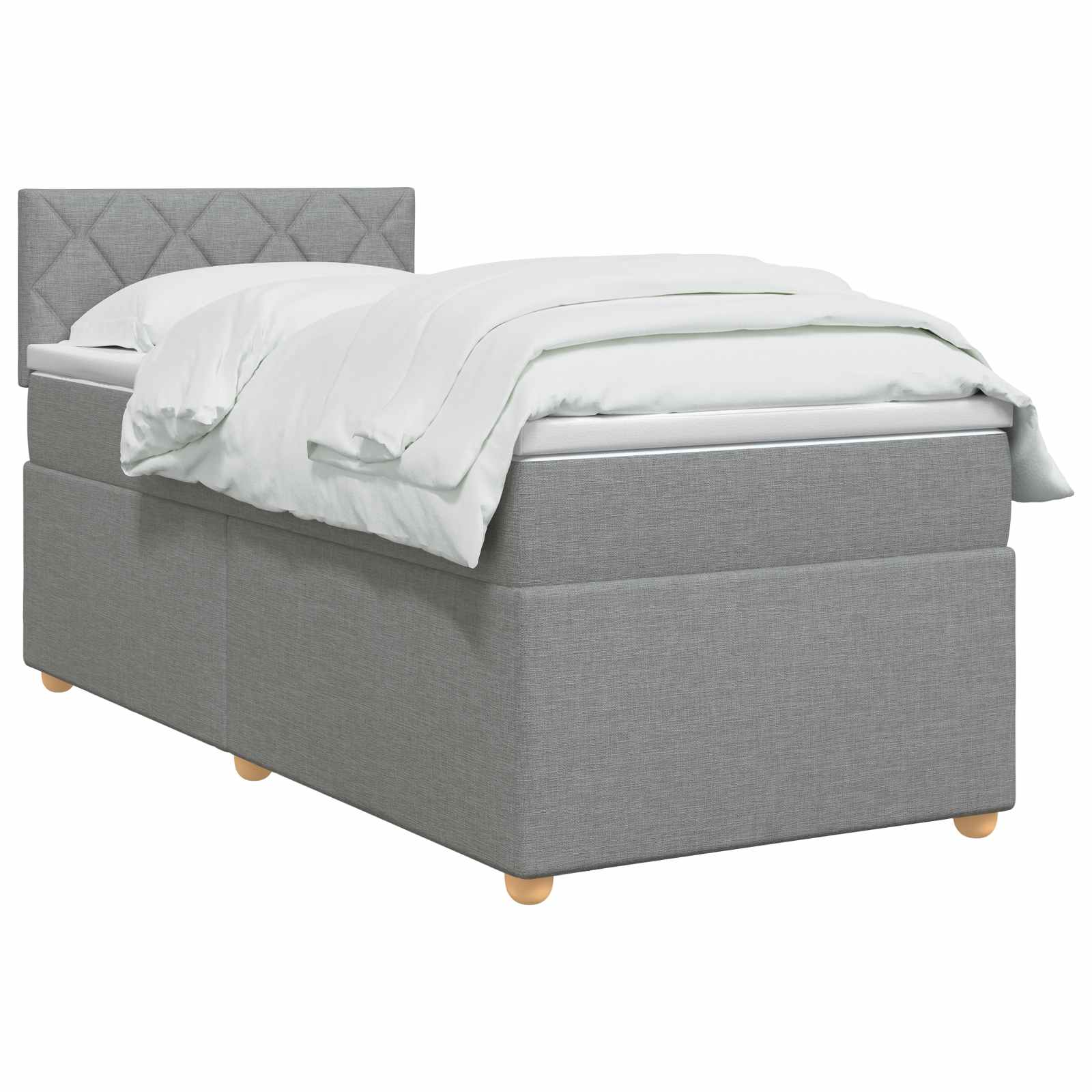Κρεβάτι box spring με στρώμα Ανοιχτό γκρι 100 x 200 cm Ύφασμα
