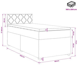 Κρεβάτι box spring με στρώμα Ανοιχτό γκρι 100 x 200 cm Ύφασμα