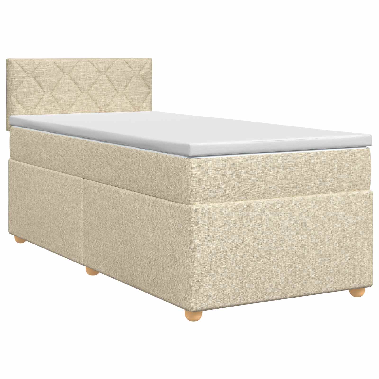 Κρεβάτι box spring με στρώμα Κρεμ 100 x 200 cm Ύφασμα