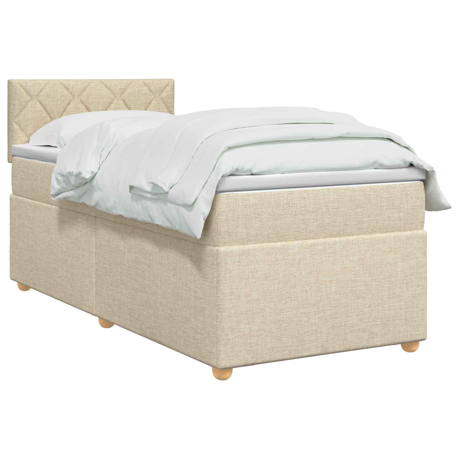 Κρεβάτι box spring με στρώμα Κρεμ 100 x 200 cm Ύφασμα
