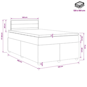 Κρεβάτι box spring με στρώμα Μαύρο 120 x 190 cm Ύφασμα - Pakobazaar