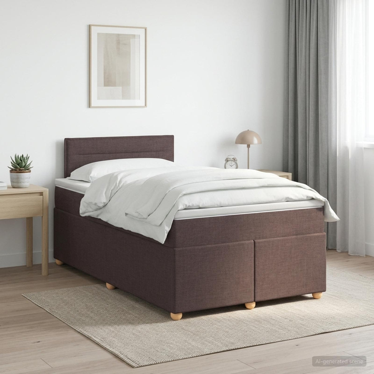 Κρεβάτι box spring με στρώμα Σκούρο Καφέ 120 x 200 cm Ύφασμα