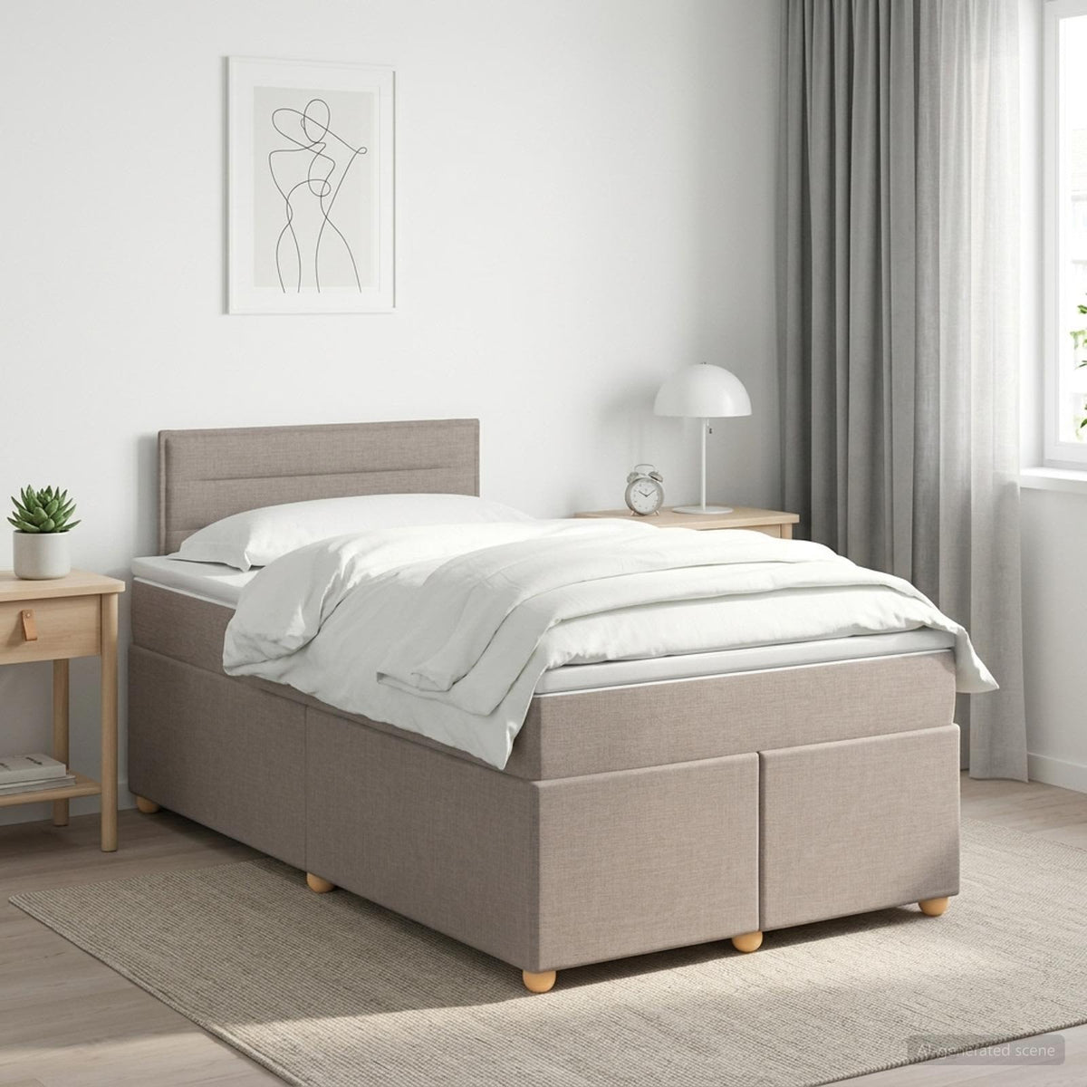 Κρεβάτι box spring με στρώμα Taupe 120 x 190 cm Ύφασμα - Pakobazaar