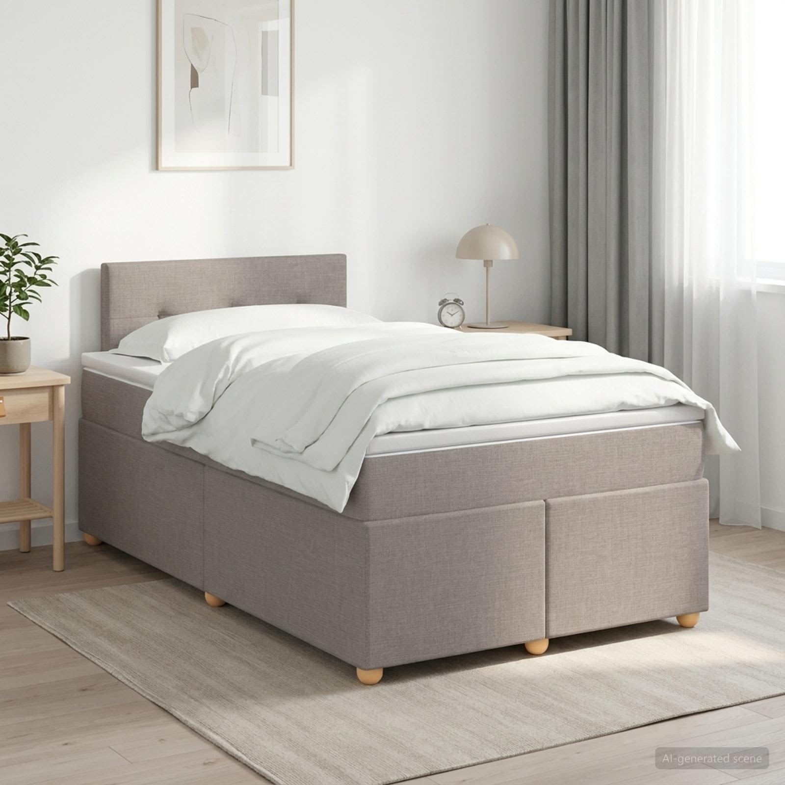 Κρεβάτι box spring με στρώμα Taupe 120 x 190 cm Ύφασμα