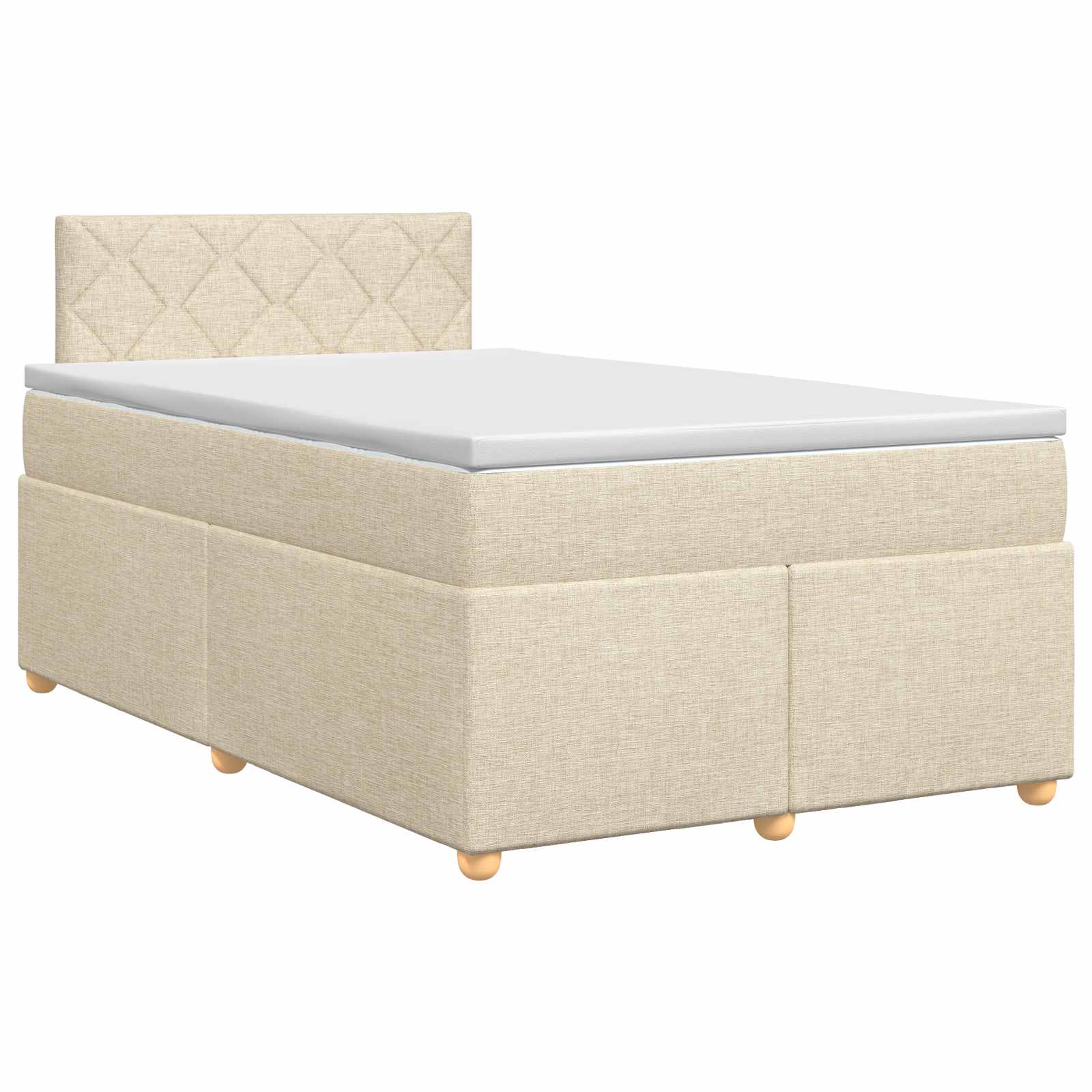 Κρεβάτι box spring με στρώμα Κρεμ 120 x 190 cm Ύφασμα - Pakobazaar