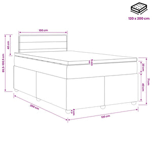 Κρεβάτι box spring με στρώμα Σκούρο Καφέ 120 x 200 cm Ύφασμα
