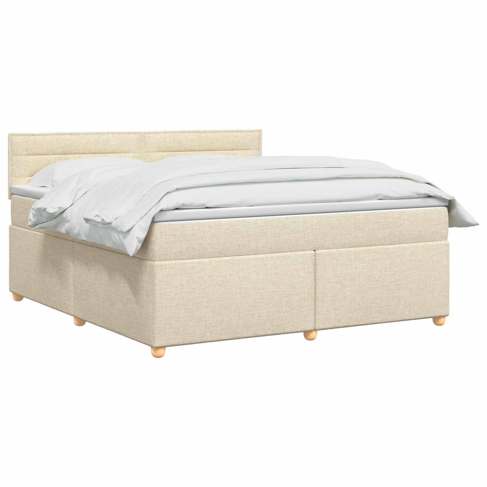 Κρεβάτι box spring με στρώμα Κρεμ 140 x 200 cm Ύφασμα - Pakobazaar