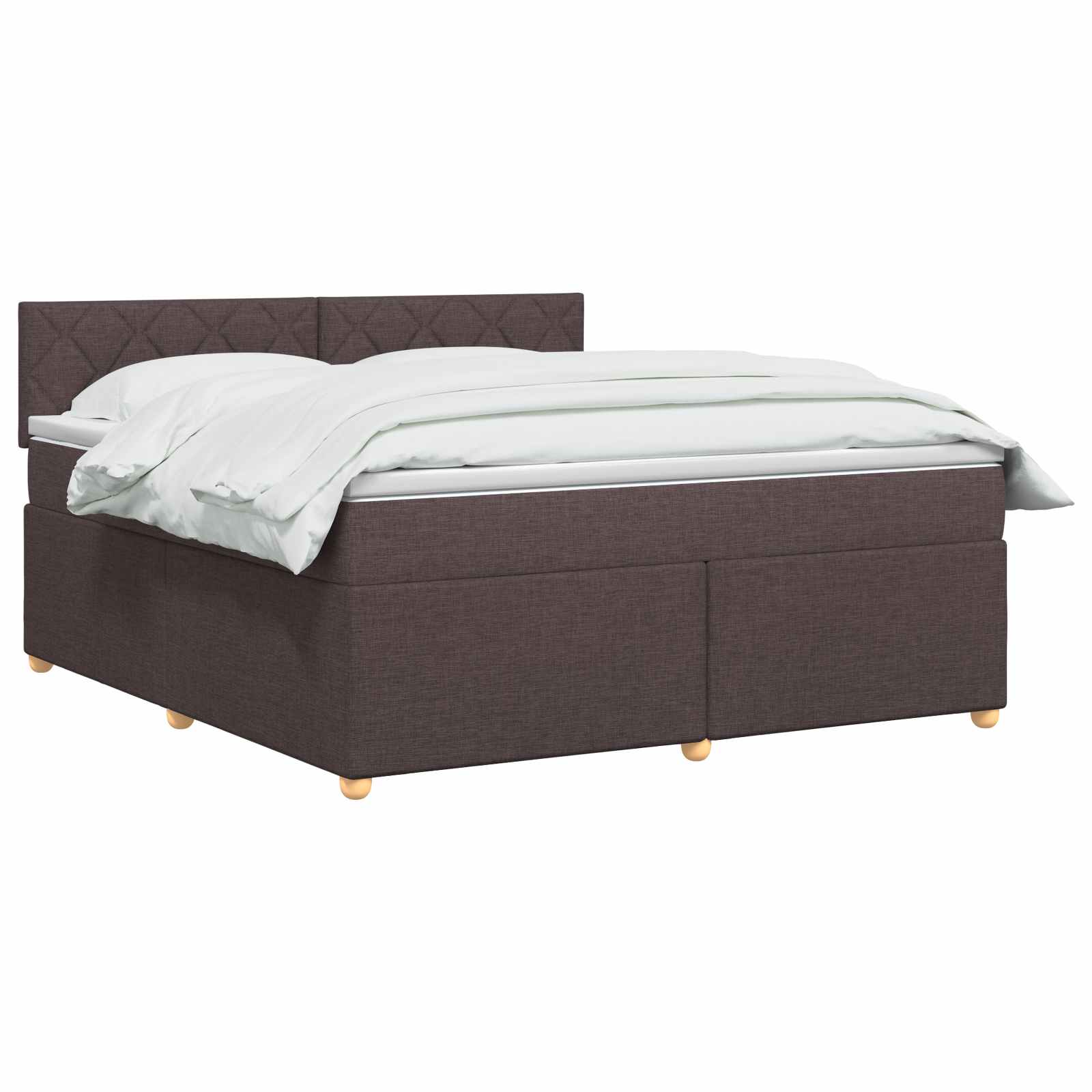 Κρεβάτι box spring με στρώμα Σκούρο Καφέ 160 x 200 cm Ύφασμα - Pakobazaar