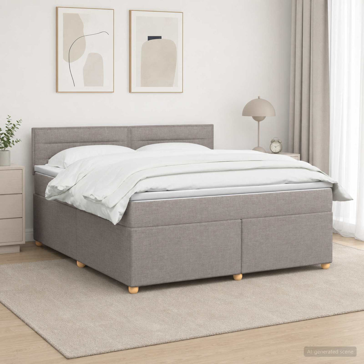 Κρεβάτι box spring με στρώμα Taupe 160 x 200 cm Ύφασμα