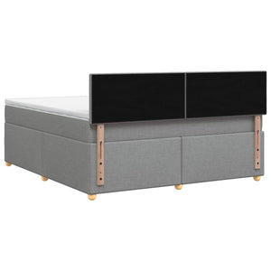 Κρεβάτι box spring με στρώμα Ανοιχτό γκρι 180 x 200 cm Ύφασμα - Pakobazaar