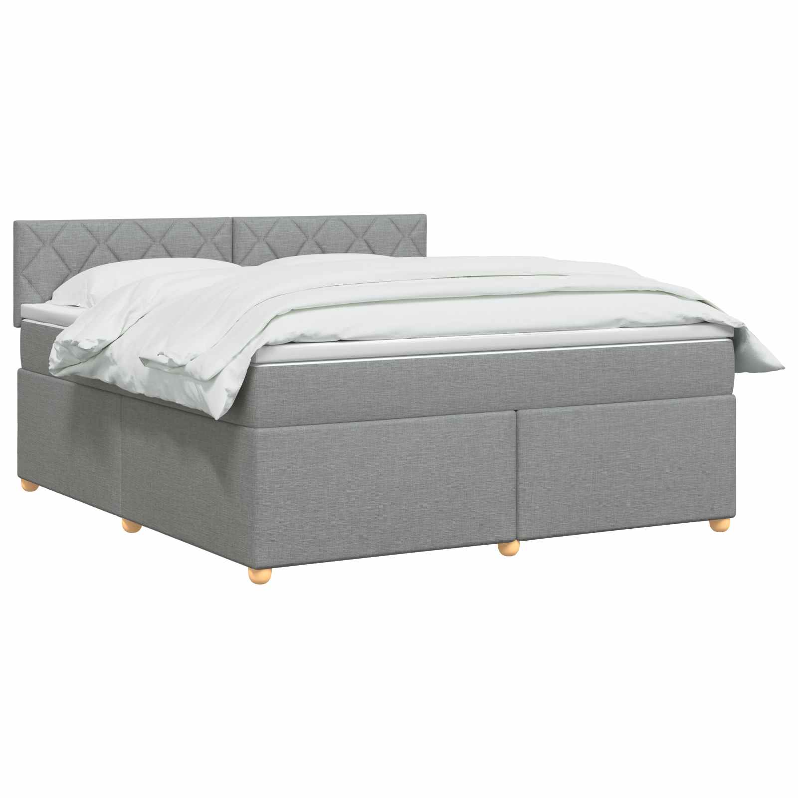 Κρεβάτι box spring με στρώμα Ανοιχτό γκρι 180 x 200 cm Ύφασμα - Pakobazaar