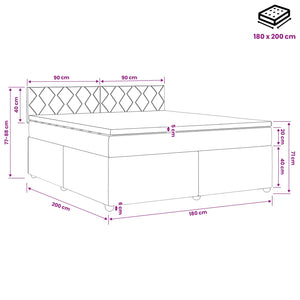 Κρεβάτι box spring με στρώμα Σκούρο Γκρι 180 x 200 cm Ύφασμα - Pakobazaar
