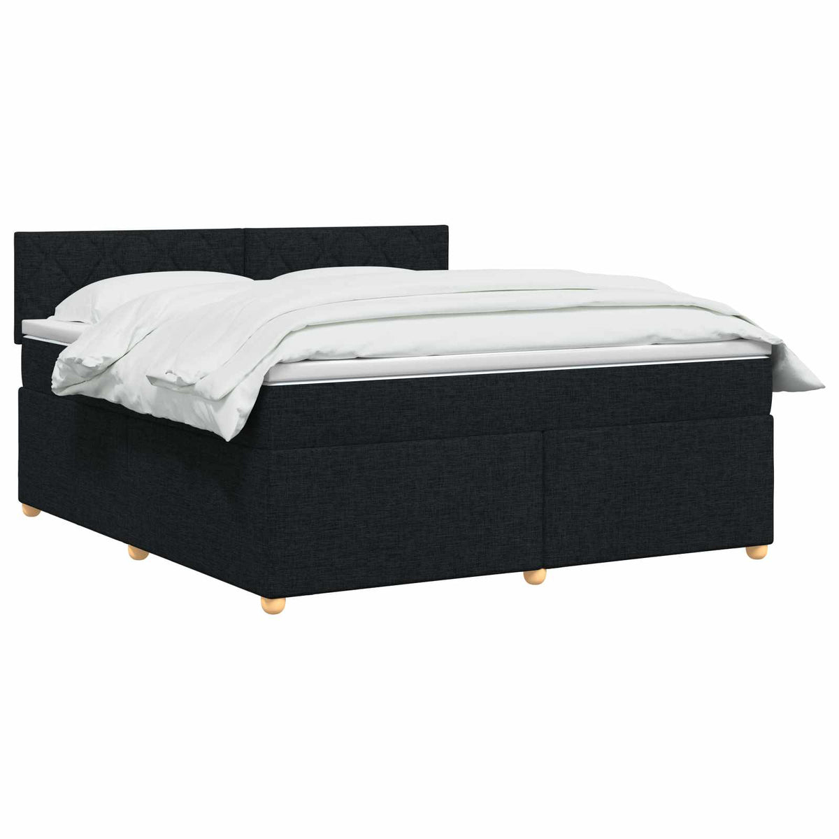 Κρεβάτι box spring με στρώμα Μαύρο 180 x 200 cm Ύφασμα - Pakobazaar