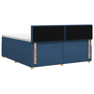 Κρεβάτι box spring με στρώμα Μπλε 200 x 200 cm Ύφασμα - Pakobazaar