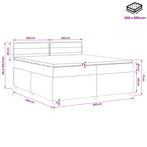 Κρεβάτι box spring με στρώμα Μπλε 200 x 200 cm Ύφασμα - Pakobazaar