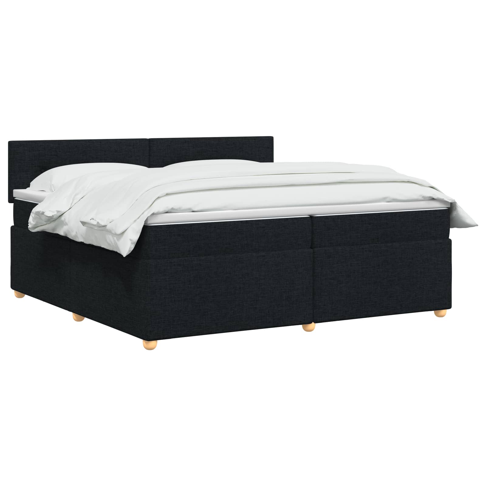 Κρεβάτι box spring με στρώμα Μαύρο 200 x 200 cm Ύφασμα - Pakobazaar