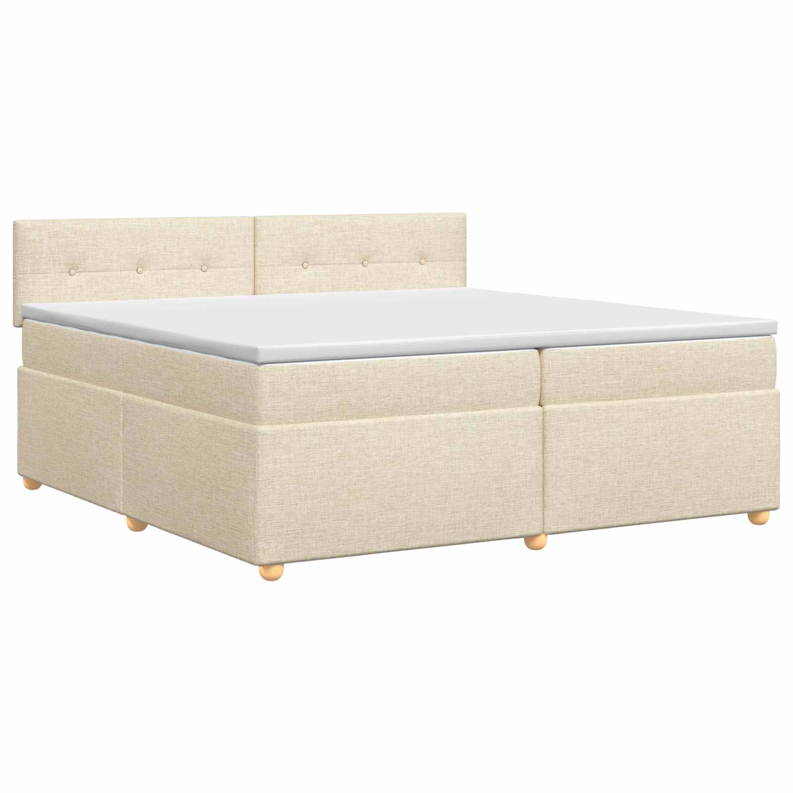 Κρεβάτι box spring με στρώμα Κρεμ 200 x 200 cm Ύφασμα - Pakobazaar