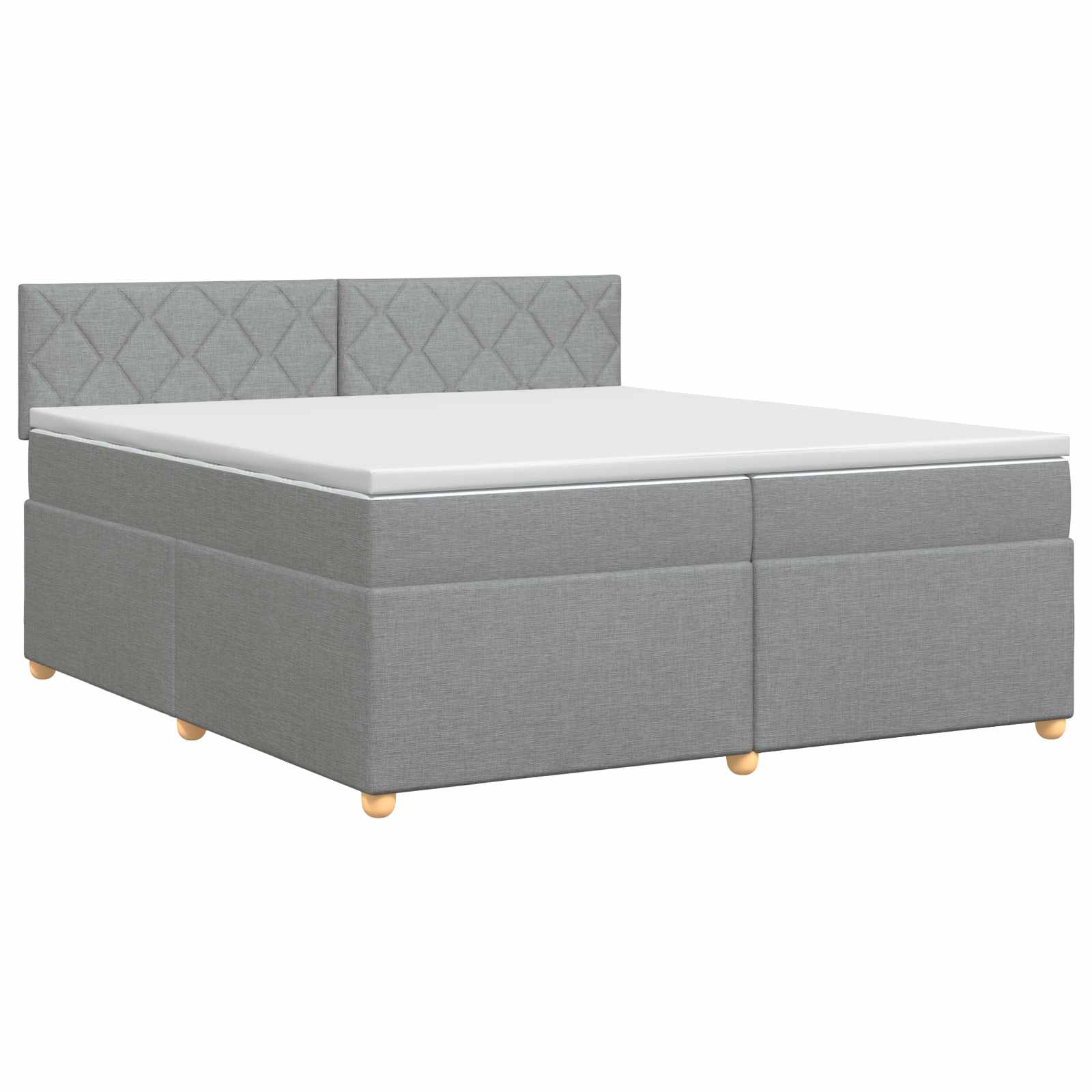 Κρεβάτι box spring με στρώμα Ανοιχτό γκρι 200 x 200 cm Ύφασμα