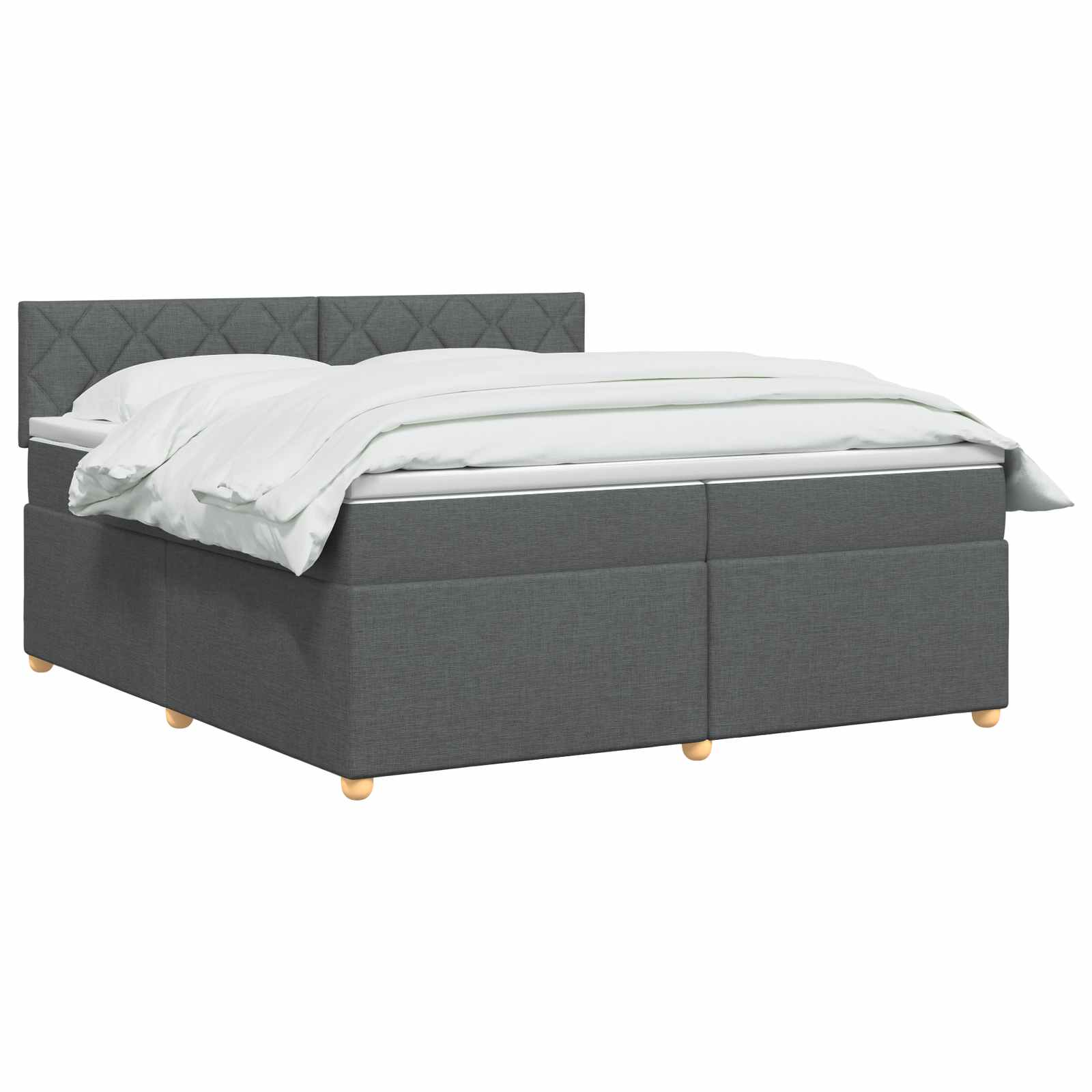 Κρεβάτι box spring με στρώμα Σκούρο Γκρι 200 x 200 cm Ύφασμα - Pakobazaar