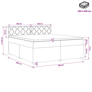 Κρεβάτι box spring με στρώμα Σκούρο Γκρι 200 x 200 cm Ύφασμα - Pakobazaar