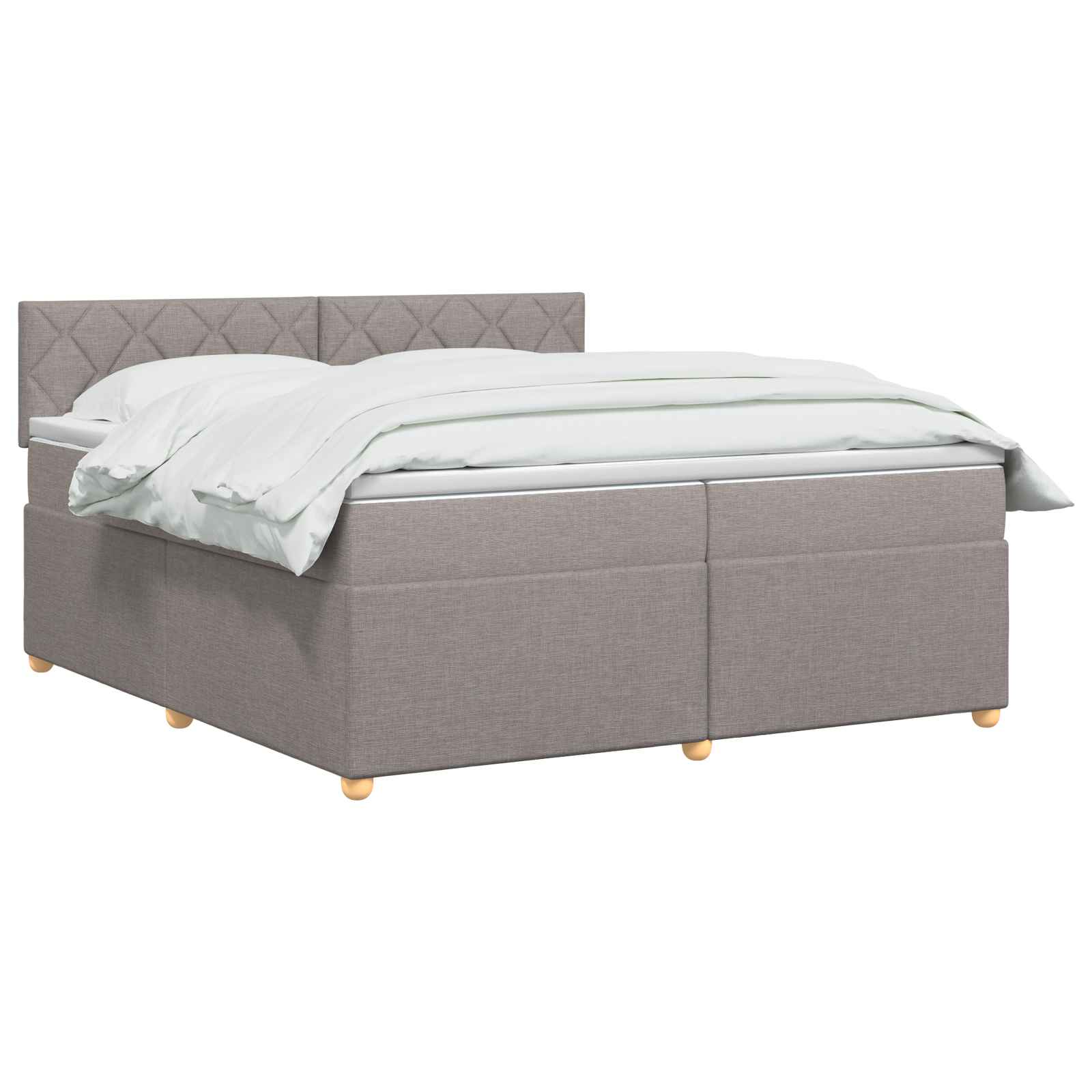 Κρεβάτι box spring με στρώμα Taupe 200 x 200 cm Ύφασμα - Pakobazaar