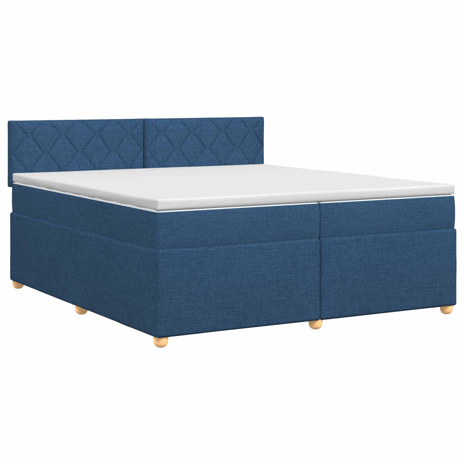 Κρεβάτι box spring με στρώμα Μπλε 200 x 200 cm Ύφασμα - Pakobazaar