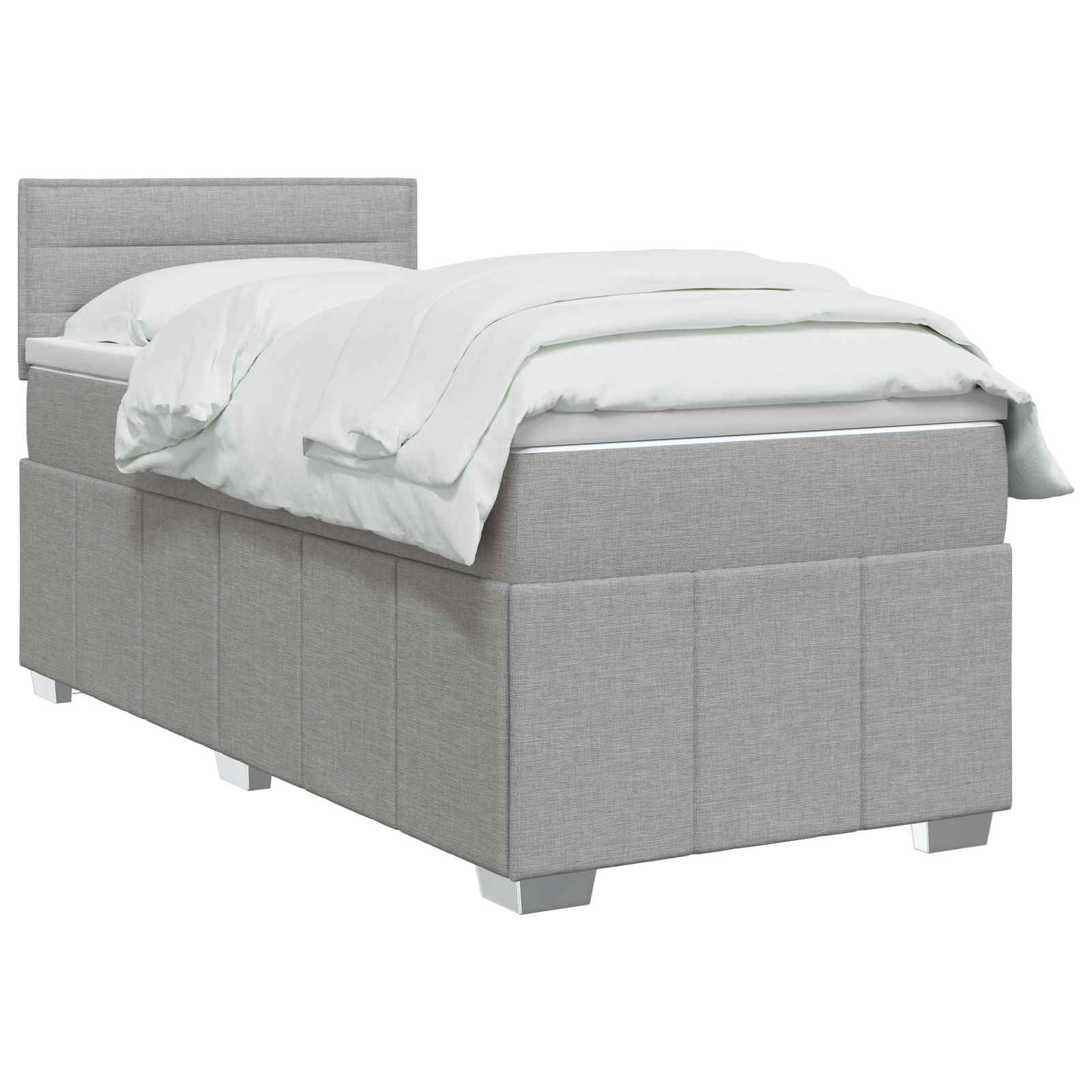 Κρεβάτι box spring με στρώμα Ανοιχτό γκρι 80 x 200 cm Ύφασμα