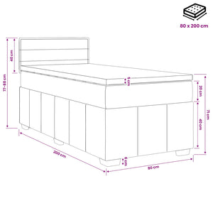 Κρεβάτι box spring με στρώμα Μπλε 80 x 200 cm Ύφασμα