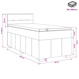 Κρεβάτι box spring με στρώμα Κρεμ 90 x 200 cm Ύφασμα - Pakobazaar