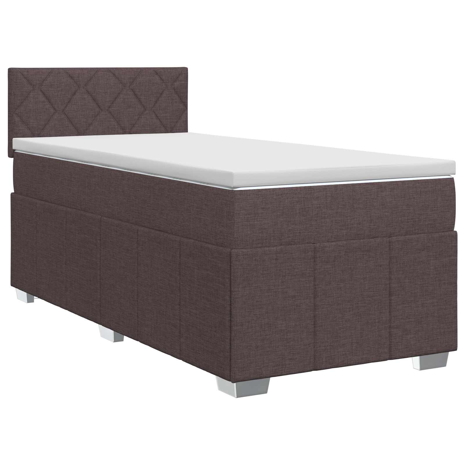 Κρεβάτι box spring με στρώμα Σκούρο Καφέ 90 x 200 cm Ύφασμα - Pakobazaar