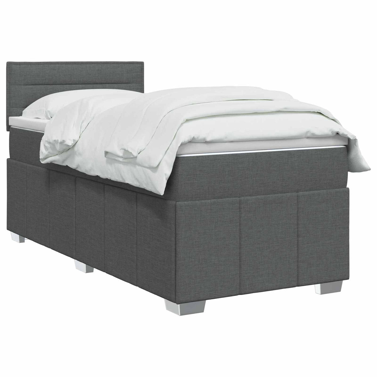 Κρεβάτι box spring με στρώμα Σκούρο Γκρι 100 x 200 cm Ύφασμα - Pakobazaar