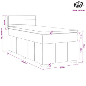 Κρεβάτι box spring με στρώμα Σκούρο Γκρι 100 x 200 cm Ύφασμα - Pakobazaar