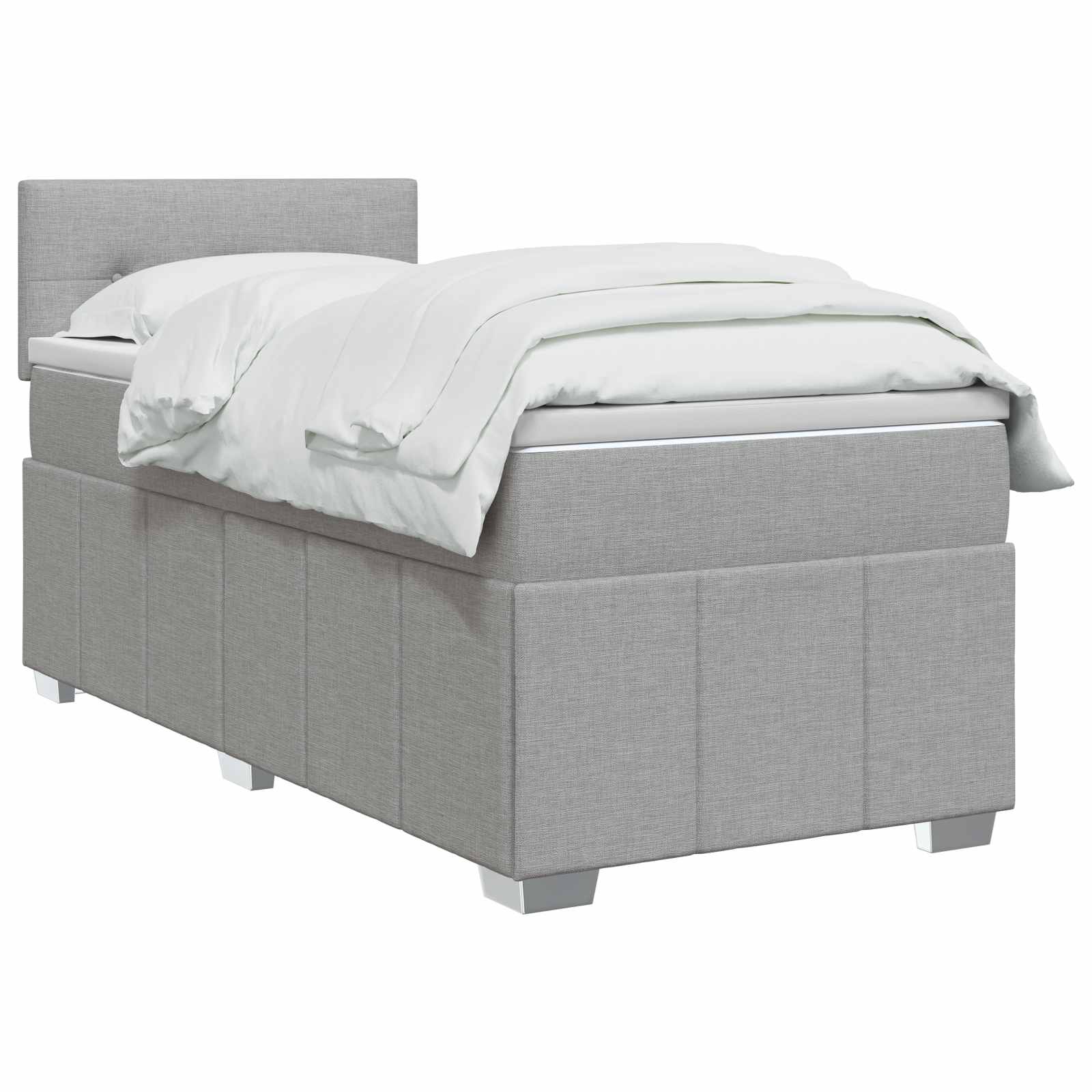 Κρεβάτι box spring με στρώμα Ανοιχτό γκρι 100 x 200 cm Ύφασμα