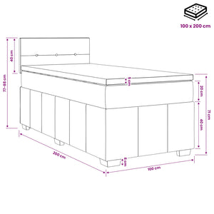 Κρεβάτι box spring με στρώμα Ανοιχτό γκρι 100 x 200 cm Ύφασμα