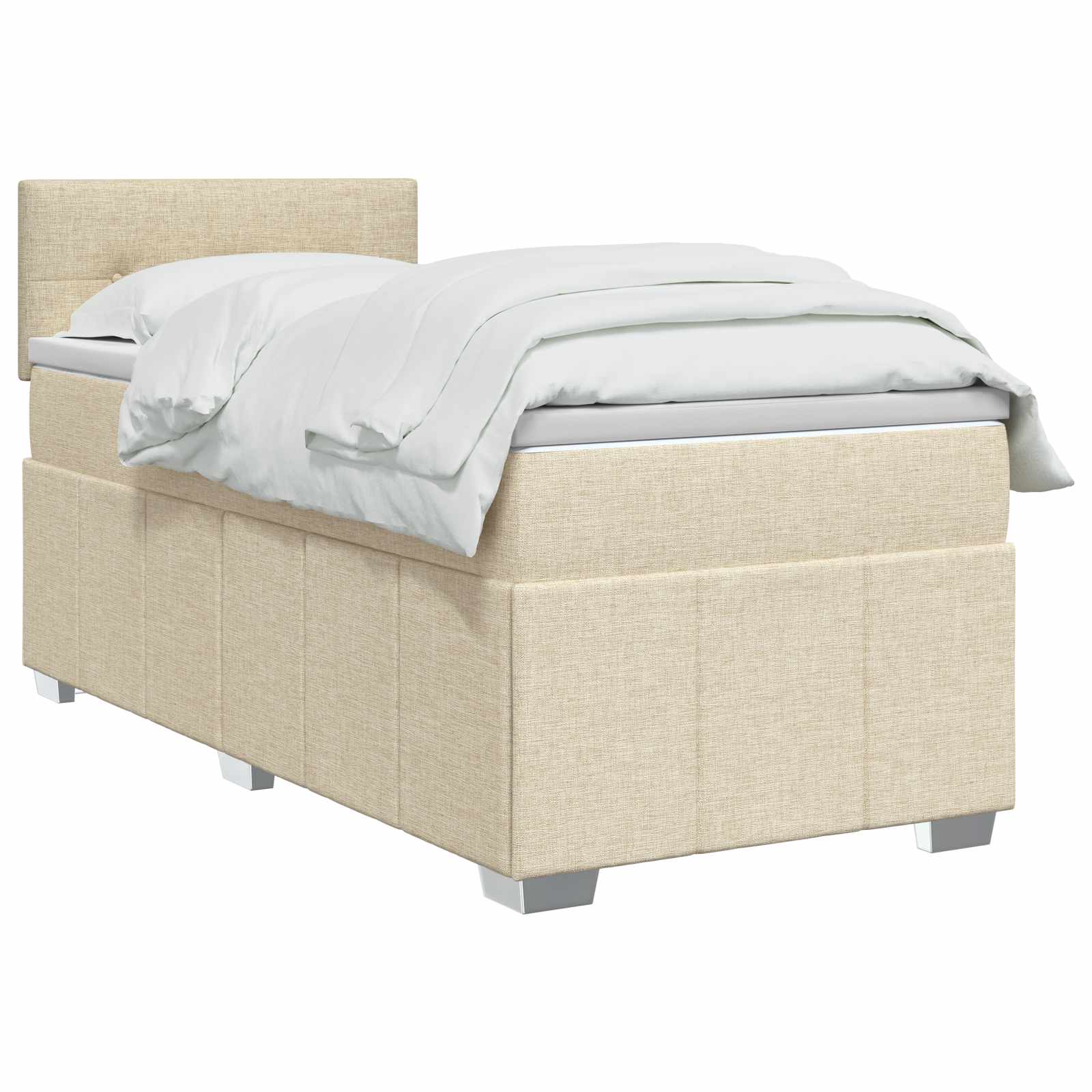 Κρεβάτι box spring με στρώμα Κρεμ 100 x 200 cm Ύφασμα - Pakobazaar