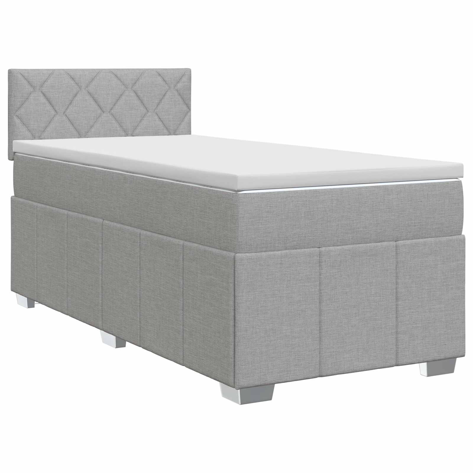 Κρεβάτι box spring με στρώμα Ανοιχτό γκρι 100 x 200 cm Ύφασμα - Pakobazaar