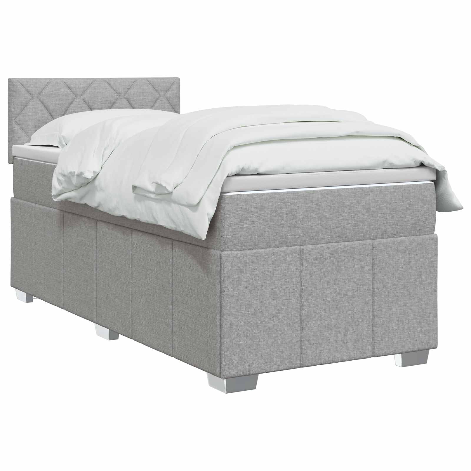 Κρεβάτι box spring με στρώμα Ανοιχτό γκρι 100 x 200 cm Ύφασμα - Pakobazaar