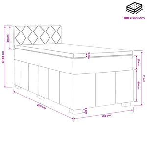 Κρεβάτι box spring με στρώμα Ανοιχτό γκρι 100 x 200 cm Ύφασμα - Pakobazaar