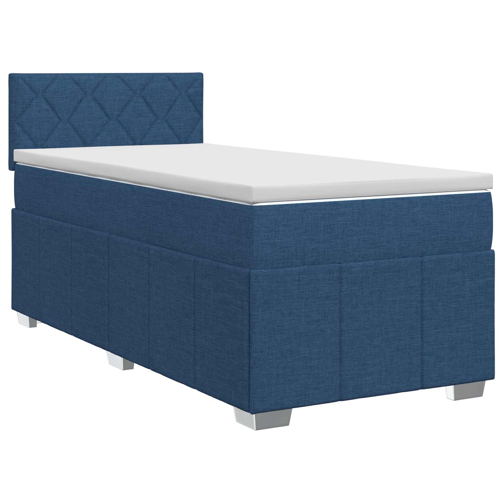 Κρεβάτι box spring με στρώμα Μπλε 100 x 200 cm Ύφασμα - Pakobazaar