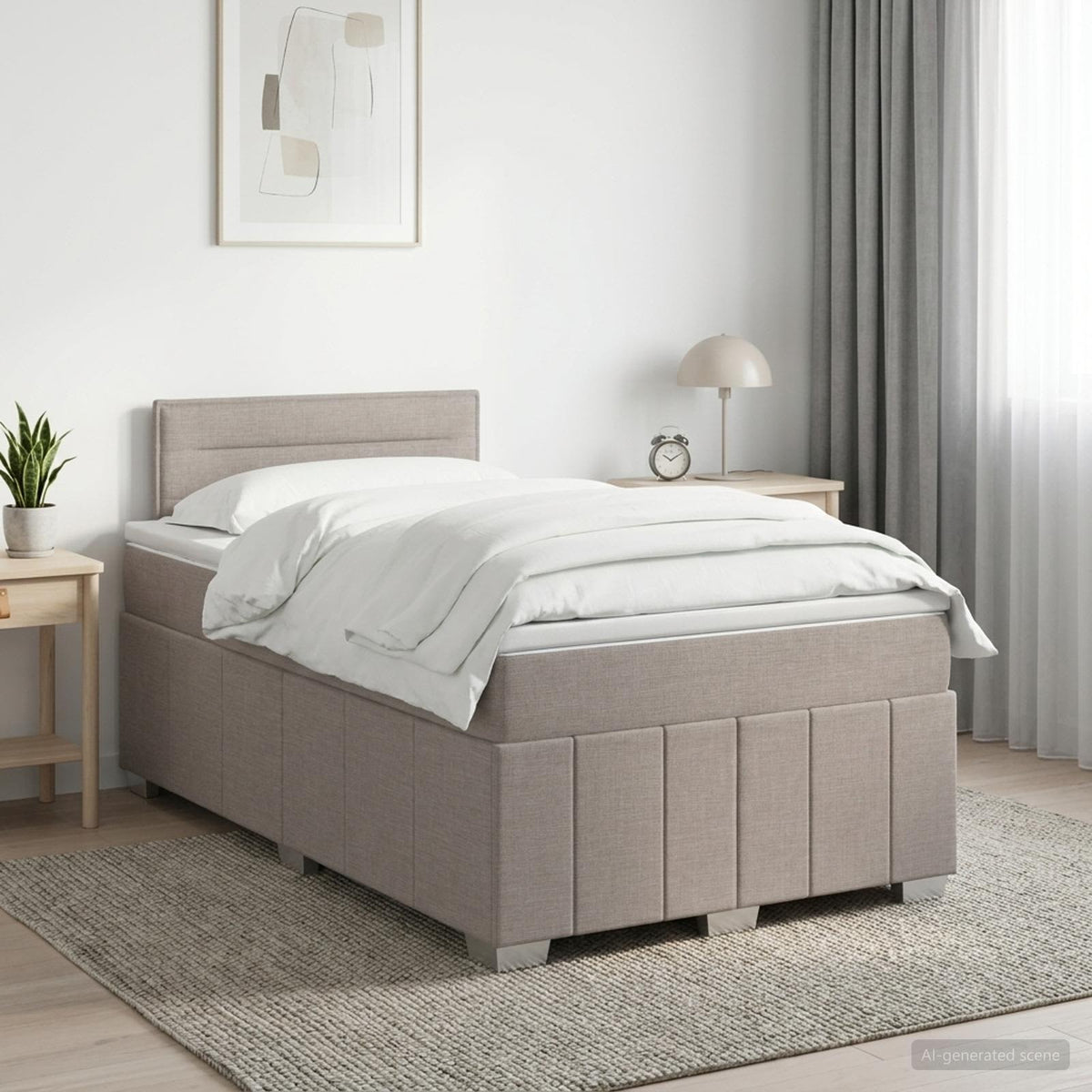 Κρεβάτι box spring με στρώμα Taupe 120 x 190 cm Ύφασμα