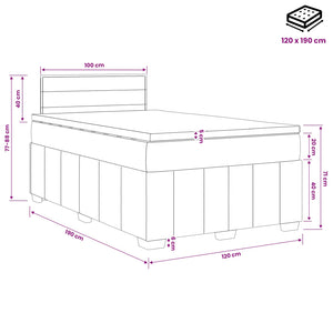 Κρεβάτι box spring με στρώμα Μπλε 120 x 190 cm Ύφασμα - Pakobazaar